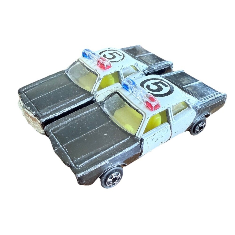 Vintage Zylmex Plymouth Police Car Lot Hong Kong Diecast Black x2